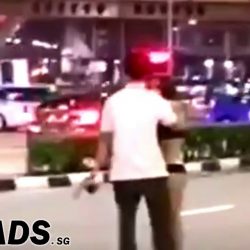 Woman strips naked in public