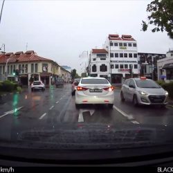 Near miss between a bus and a car