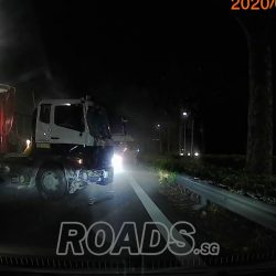 Cement truck jack knifed after hitting private mini bus