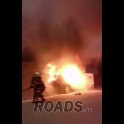 Car on fire along SLE/CTE before Braddell Exit