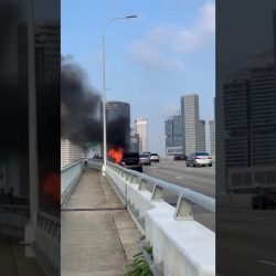 Mercedes on fire along ECP