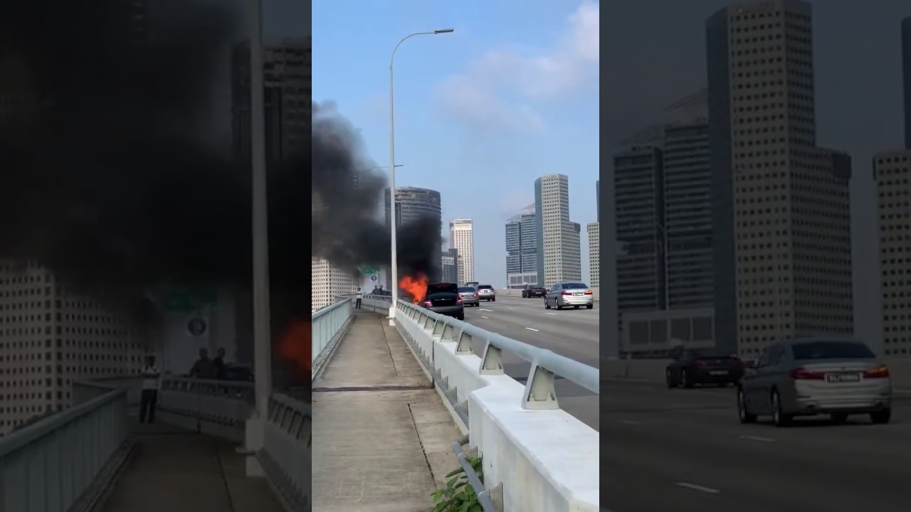 Mercedes on fire along ECP