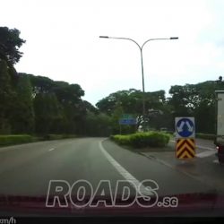 Truck making an illegal turn at expressway