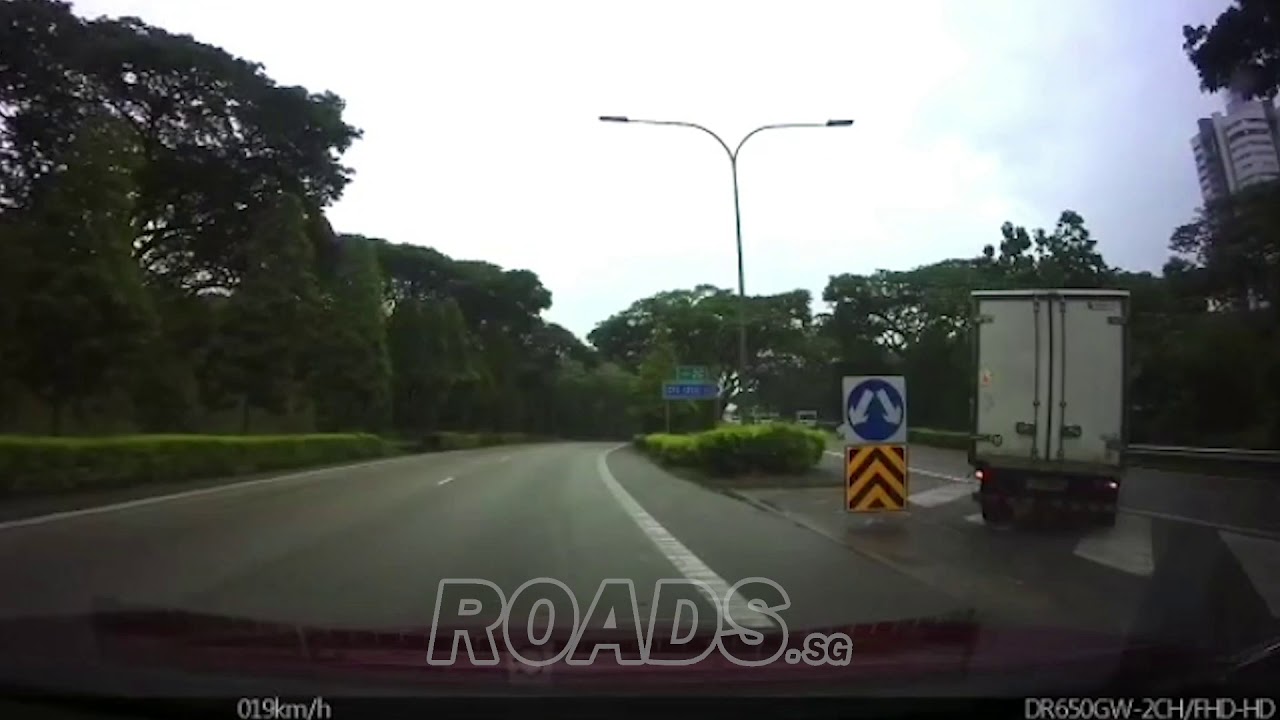 Truck making an illegal turn at expressway