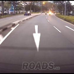 Motorcyclist of FBN4018B cuts across road illegally and almost got into an accident
