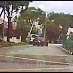 Van veers off road and hits lamppost