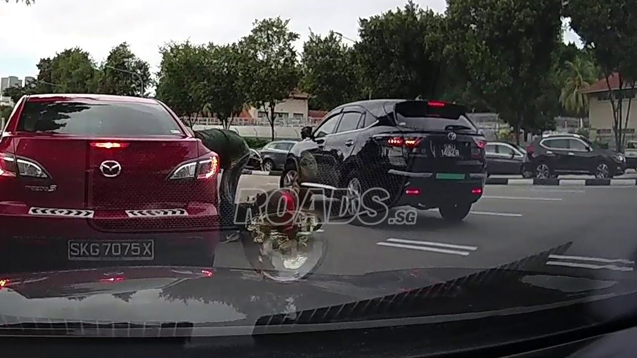 Accident between car and motorcycle at left turn